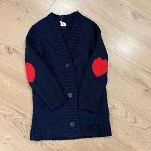 GAP Navy Blue Knit Sweater Cardigan with Hearts on Elbows Sz 4